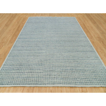 Modern and Contemporary Wool Hand Loomed Rug Blue No Border 10.0X13.9 -O090353
