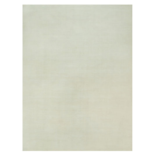 Modern and Contemporary Wool and Plant based Silk Hand Knotted Rug Ivory No Border 9.0X12.1 -O090379