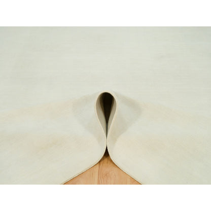 Modern and Contemporary Wool and Plant based Silk Hand Knotted Rug Ivory No Border 9.0X12.1 -O090379