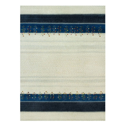 Modern and Contemporary Wool Hand Knotted Rug Ivory No Border 8.11X12.1 -O090385