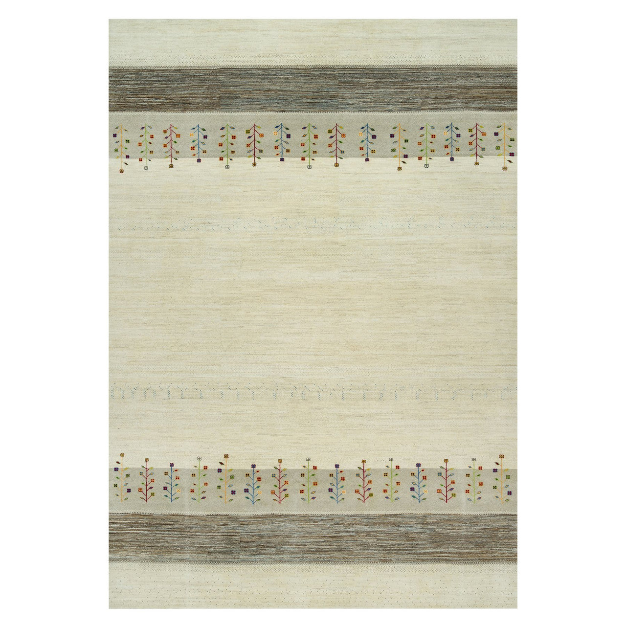 Modern and Contemporary Wool Hand Knotted Rug Ivory No Border 9.8X14.0 -O090388