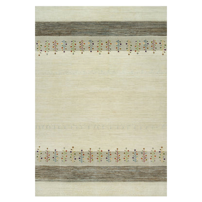 Modern and Contemporary Wool Hand Knotted Rug Ivory No Border 9.8X14.0 -O090388