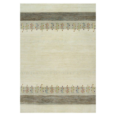 Modern and Contemporary Wool Hand Knotted Rug Ivory No Border 9.8X14.0 -O090388