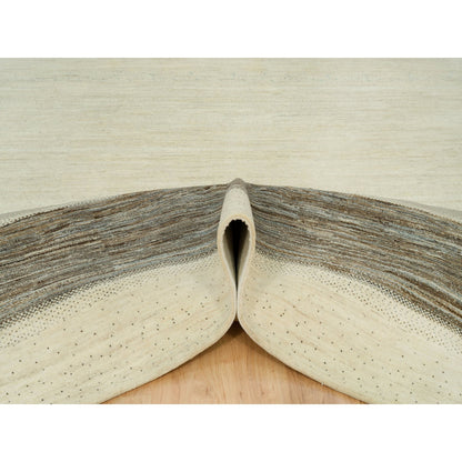 Modern and Contemporary Wool Hand Knotted Rug Ivory No Border 9.8X14.0 -O090388