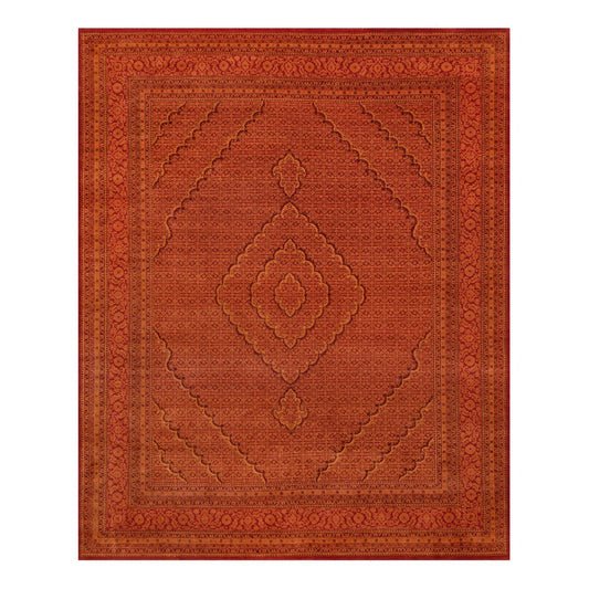 Fine Oriental Wool Hand Knotted Rug Orange Orange 8.1X10.1 -O090390