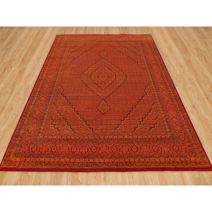 Fine Oriental Wool Hand Knotted Rug Orange Orange 8.1X10.1 -O090390