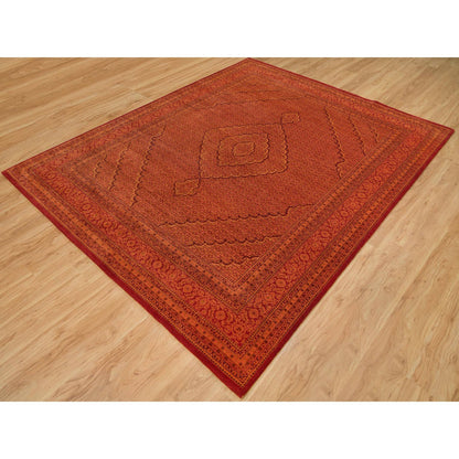 Fine Oriental Wool Hand Knotted Rug Orange Orange 8.1X10.1 -O090390