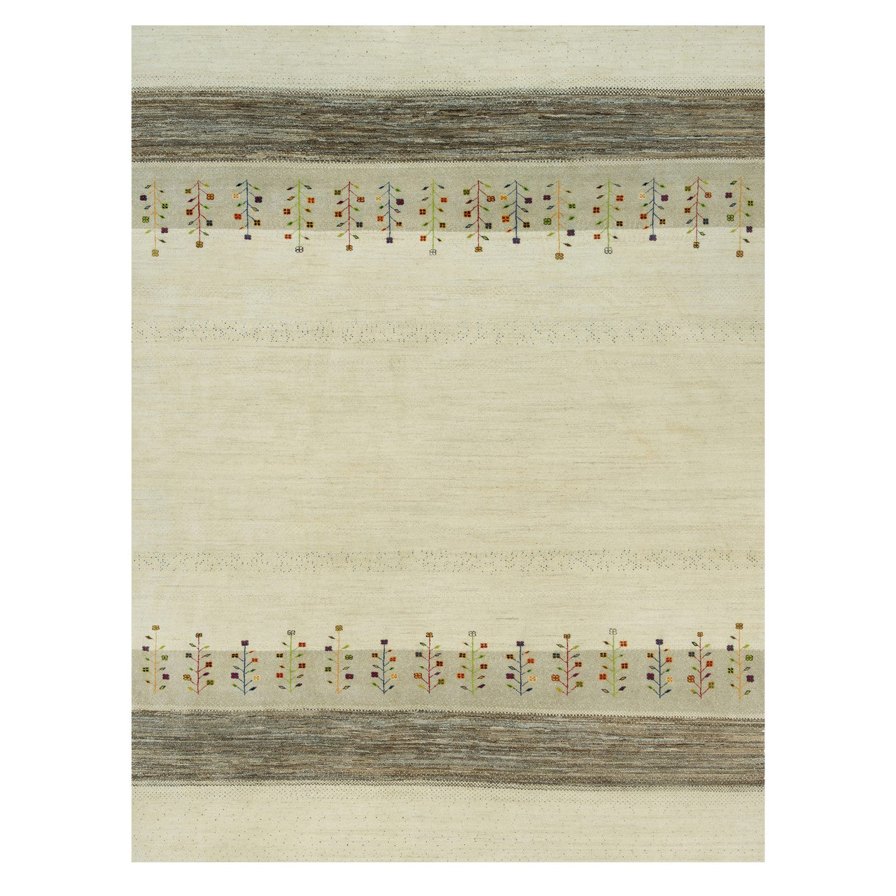 Ivory 8'9" x 11'8" Modern and Contemporary Hand knotted Wool Rug - Sku: O090393