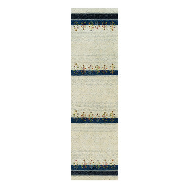 Modern and Contemporary Wool Hand Knotted Rug Ivory No Border 2.7X9.6 -O090396
