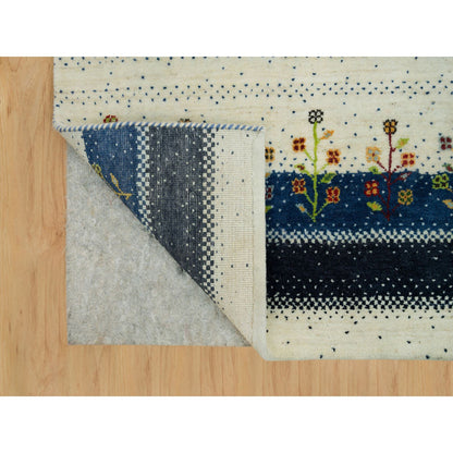 Modern and Contemporary Wool Hand Knotted Rug Ivory No Border 2.7X9.6 -O090396