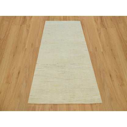 Modern and Contemporary Wool Hand Knotted Rug Ivory No Border 3.11X7.11 -O090398