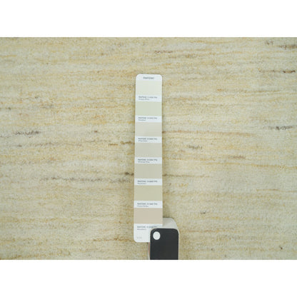 Modern and Contemporary Wool Hand Knotted Rug Ivory No Border 3.11X7.11 -O090398