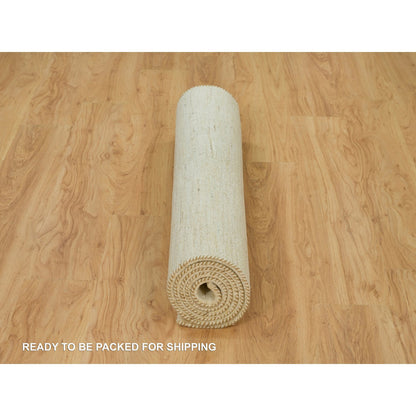 Modern and Contemporary Wool Hand Knotted Rug Ivory No Border 3.11X7.11 -O090398