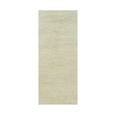Modern and Contemporary Wool Hand Knotted Rug Ivory No Border 4.1X9.11 -O090399