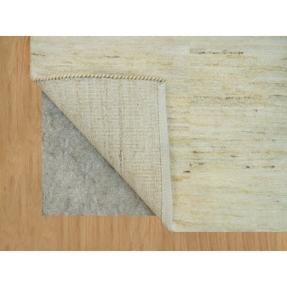 Modern and Contemporary Wool Hand Knotted Rug Ivory No Border 4.1X9.11 -O090399