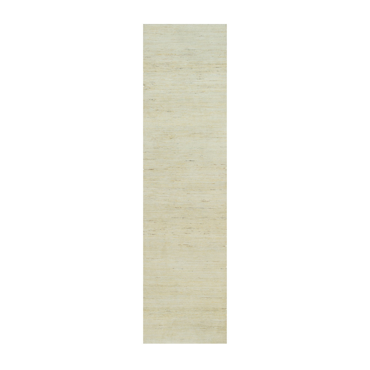 Ivory 2'7" x 10'0" Modern and Contemporary Hand knotted Wool Rug - Sku: O090401