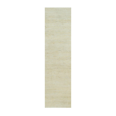 Modern and Contemporary Wool Hand Knotted Rug Ivory No Border 2.7X10.0 -O090401