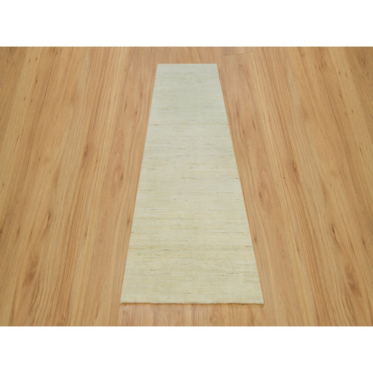 Modern and Contemporary Wool Hand Knotted Rug Ivory No Border 2.6X10.0 -O090402