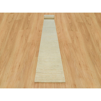 Modern and Contemporary Wool Hand Knotted Rug Ivory No Border 2.7X25.1 -O090405