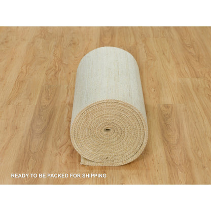 Modern and Contemporary Wool Hand Knotted Rug Ivory No Border 2.7X25.1 -O090405