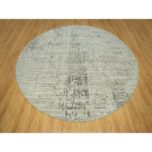 Modern and Contemporary Wool Hand Knotted Rug Grey No Border 11.10X11.10 -O090412