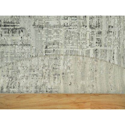 Modern and Contemporary Wool Hand Knotted Rug Grey No Border 11.10X11.10 -O090412