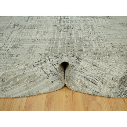 Modern and Contemporary Wool Hand Knotted Rug Grey No Border 11.10X11.10 -O090412