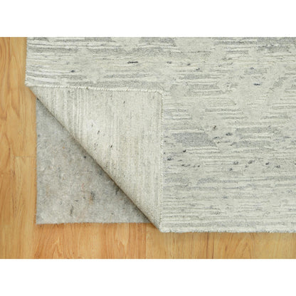 Modern and Contemporary Wool Hand Knotted Rug Ivory No Border 11.10X18.0 -O090414