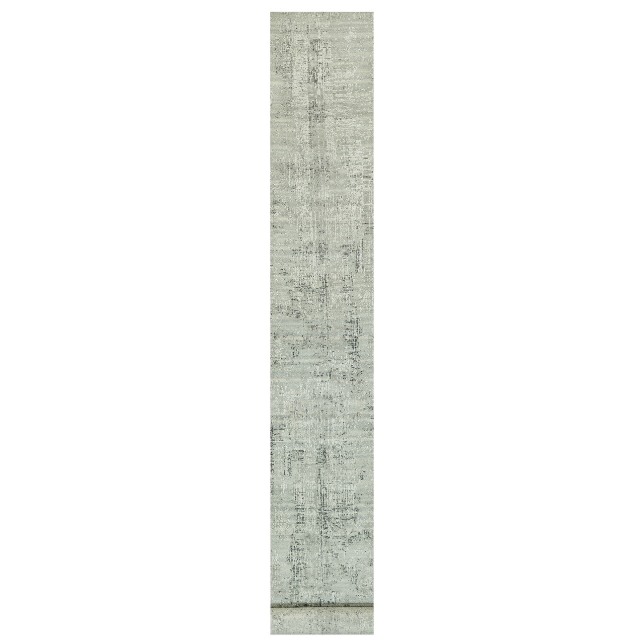 Gray 2'6" x 25'9" Modern and Contemporary Hand knotted Wool Rug - Sku: O090418