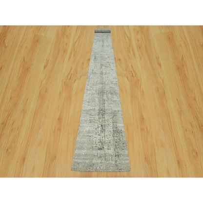 Modern and Contemporary Wool Hand Knotted Rug Grey No Border 2.6X25.9 -O090418