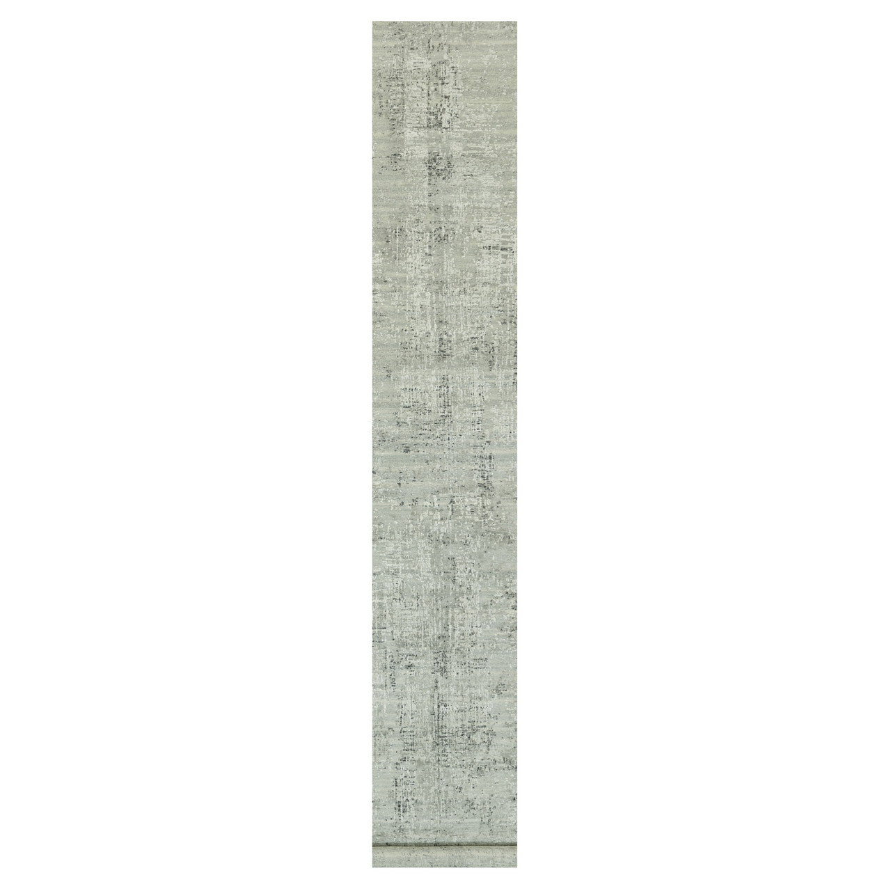 Gray 2'6" x 20'0" Modern and Contemporary Hand knotted Wool Rug - Sku: O090419
