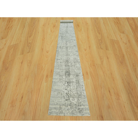 Modern and Contemporary Wool Hand Knotted Rug Grey No Border 2.6X20.0 -O090419
