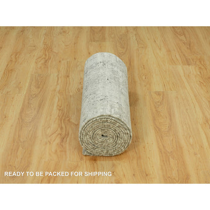 Modern and Contemporary Wool Hand Knotted Rug Grey No Border 2.6X17.10 -O090431