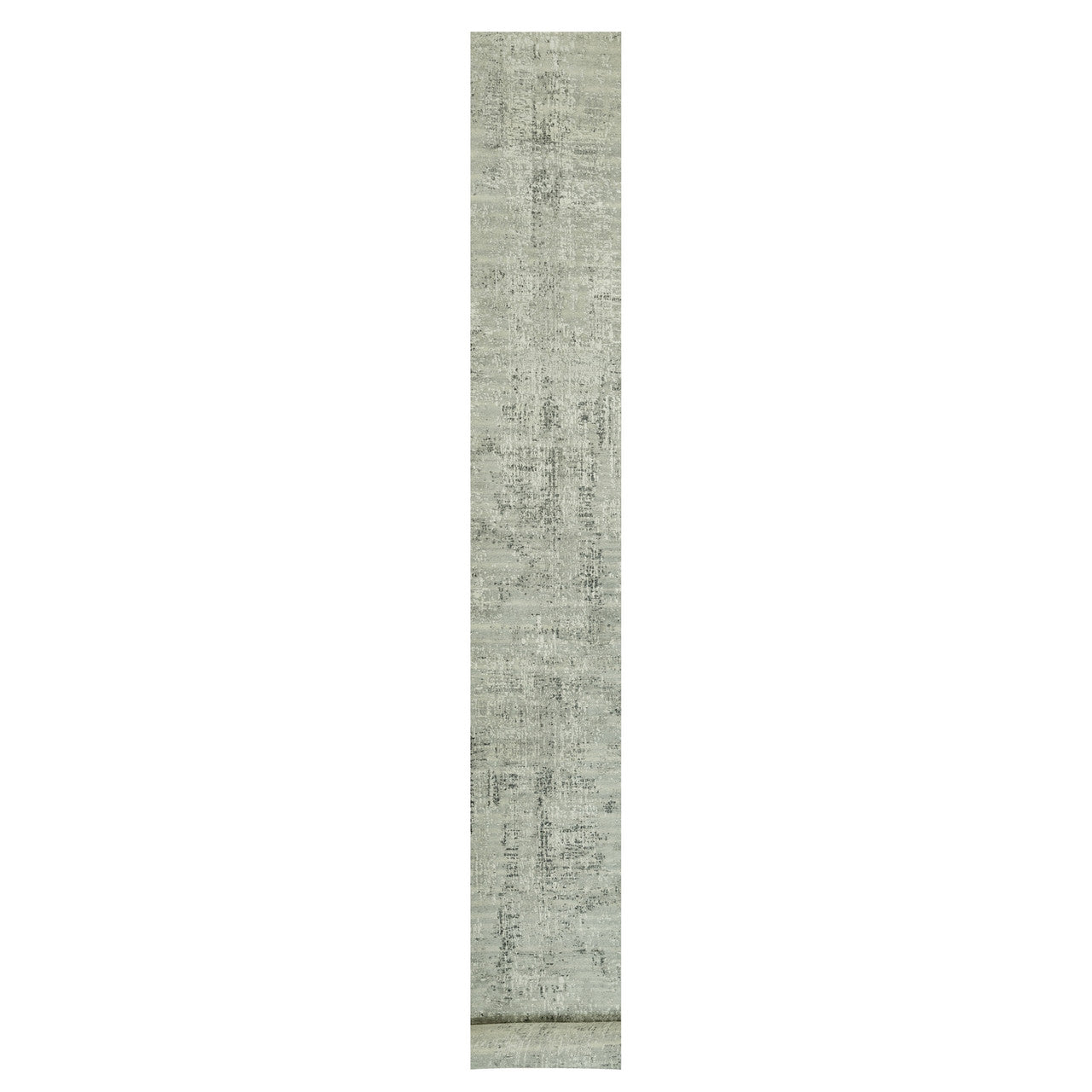 Gray 2'6" x 31'8" Modern and Contemporary Hand knotted Wool Rug - Sku: O090432