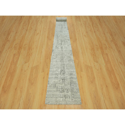 Modern and Contemporary Wool Hand Knotted Rug Grey No Border 2.6X31.8 -O090432