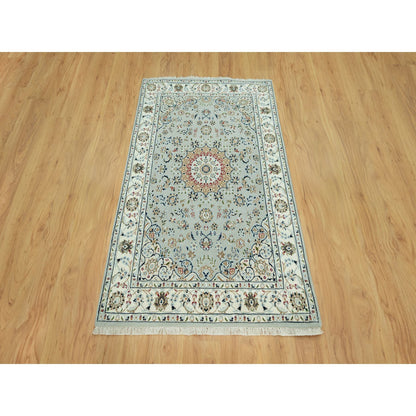 Fine Oriental Wool Hand Knotted Rug Grey Ivory 4.0X6.2 -O090433