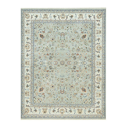 Fine Oriental Wool Hand Knotted Rug Grey Ivory 7.9X10.2 -O090436