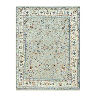 Fine Oriental Wool Hand Knotted Rug Grey Ivory 7.9X10.2 -O090436