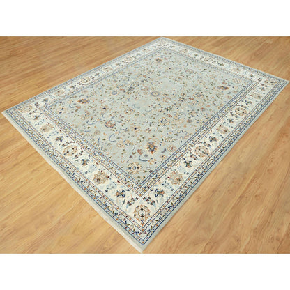 Fine Oriental Wool Hand Knotted Rug Grey Ivory 7.9X10.2 -O090436