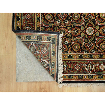 Fine Oriental Wool Hand Knotted Rug Black Red 4.0X11.9 -O090440
