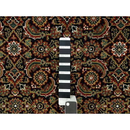 Fine Oriental Wool Hand Knotted Rug Black Red 4.0X11.9 -O090440