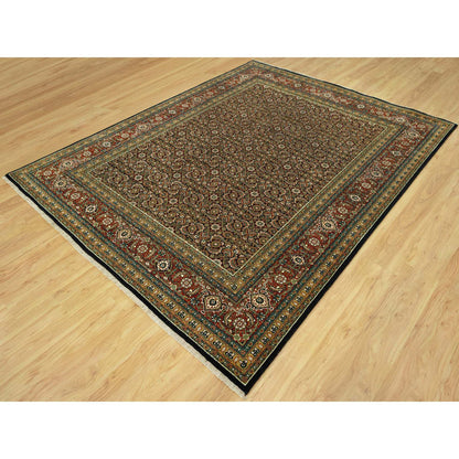 Fine Oriental Wool Hand Knotted Rug Black Red 7.10X10.0 -O090444
