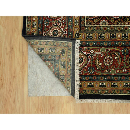 Fine Oriental Wool Hand Knotted Rug Black Red 7.10X10.0 -O090444
