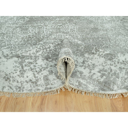Transitional Wool & Silk Hand Knotted Rug Grey No Border 7.10X7.10 -O090447