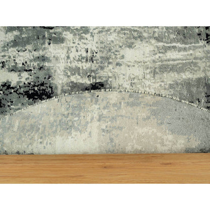 Modern and Contemporary Wool & Silk Hand Knotted Rug Black No Border 6.1X6.1 -O090453