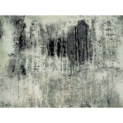 Modern and Contemporary Wool & Silk Hand Knotted Rug Black No Border 6.1X6.1 -O090453
