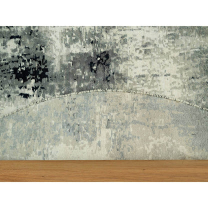 Modern and Contemporary Wool & Silk Hand Knotted Rug Black No Border 8.1X8.1 -O090454