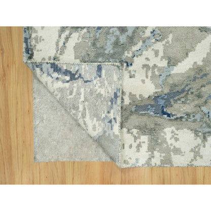 Modern and Contemporary Wool & Silk Hand Knotted Rug Blue No Border 4.0X6.1 -O090459