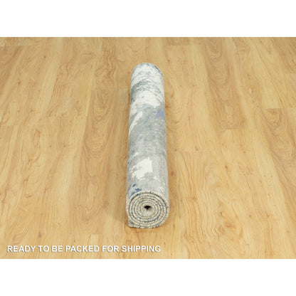 Modern and Contemporary Wool & Silk Hand Knotted Rug Blue No Border 4.0X6.1 -O090459