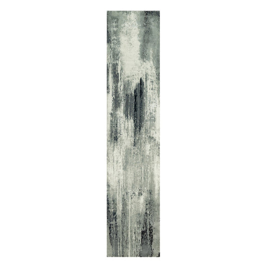 Modern and Contemporary Wool & Silk Hand Knotted Rug Black No Border 2.6X11.11 -O090463